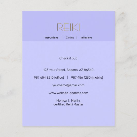 Reiki (anpassbar) flyer (Hinten)