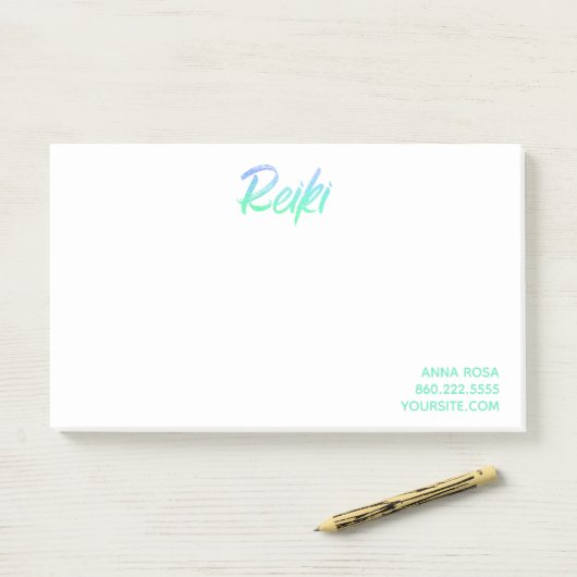 *~* Reiki blaues Grün u. Türkis schillernd Post-it Klebezettel (Auf Schreibtisch)