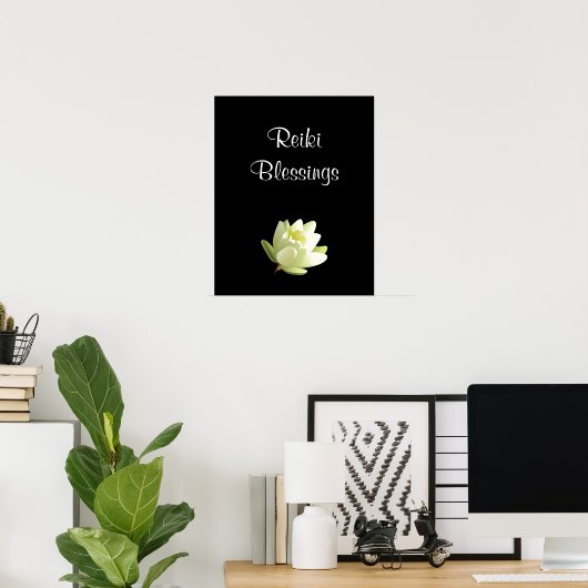 Reiki Blessings white Lilly Poster (Heimbüro)