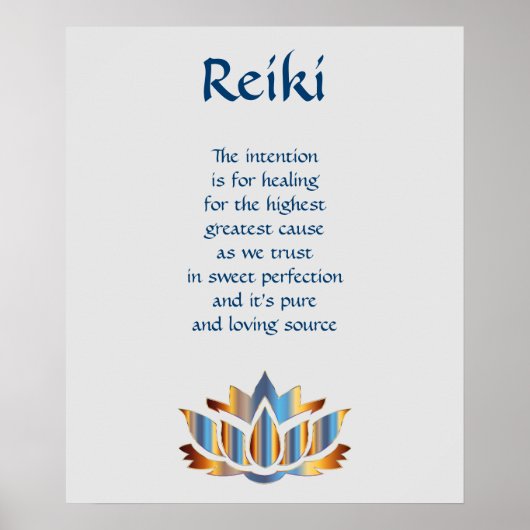 Reiki Blue/Gold Lotus Blume Poster (Vorne)
