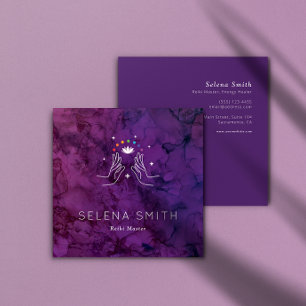 Reiki Business Card Square Design mit Chakras Quadratische Visitenkarte