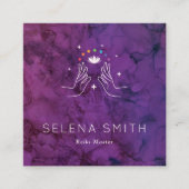 Reiki Business Card Square Design mit Chakras Quadratische Visitenkarte (Vorderseite)