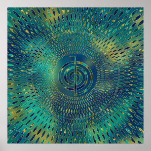 Reiki Cho Ku Rei - Edelstein und Gold Poster