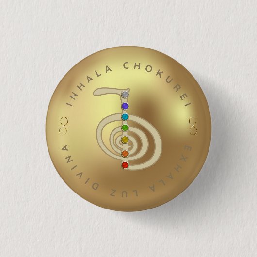 Reiki energía dorada CHOKUREI con chakras Button (Vorderseite)