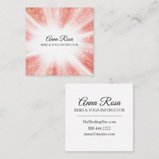 *~* Reiki Energie-heilende Explosions-helle Quadratische Visitenkarte (Vorne/Hinten)