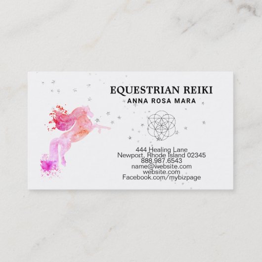 *~* Reiki Energie-heilendes Reiterpferd Visitenkarte (Rückseite)
