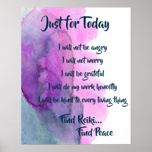 Reiki finden, Peace Blue Lila Wasserfarbe Poster