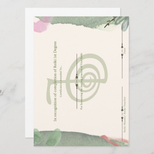 Reiki First Degree Einladung (Vorne/Hinten)