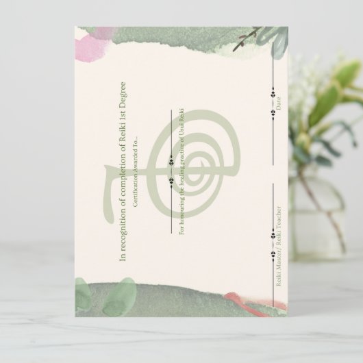 Reiki First Degree Einladung (Stehend Vorderseite)