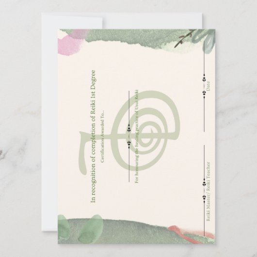 Reiki First Degree Einladung (Vorderseite)