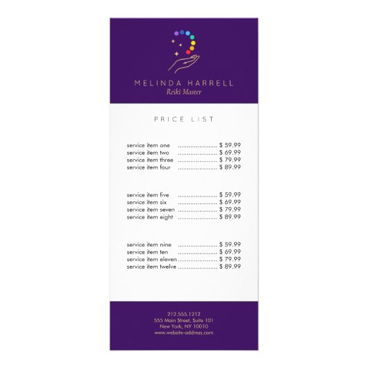 Reiki für Heilhandlogo, Lila Massage Werbekarte (Vorne)