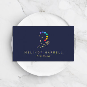 Reiki für Heilhandlogo, Massagetherapie Dunkelblau Visitenkarte