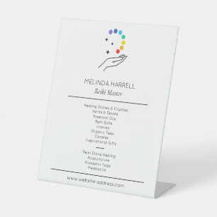 Reiki für Heilhandlogo, Massagetherapie weiß Sockelschild