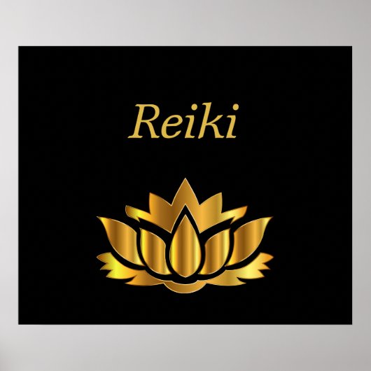 Reiki Gold Lotus Blume Poster (Vorne)