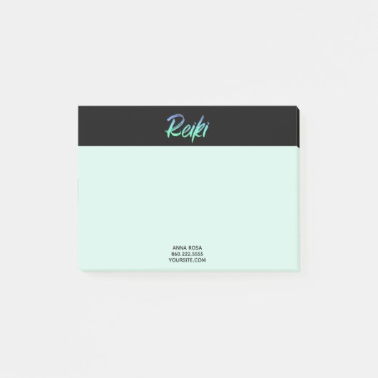 *~* Reiki grün-blau u. Türkis schillernd Post-it Klebezettel (Vorderseite)
