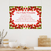 Reiki-Grundsätze mit Rose Poster (Küche)