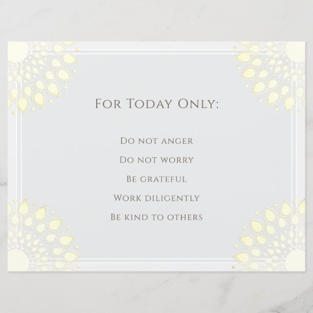 Reiki-Grundsätze, Rezepte (Vorderseite)