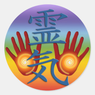 Reiki Hands   Farbe der Küken Runder Aufkleber