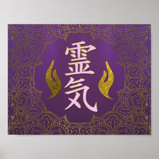 Reiki Healing Hands Symbole mit Lotus Poster (Vorne)