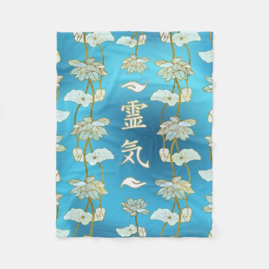 Reiki heilende Handsymbole mit Lotos Fleecedecke (Vorderseite)