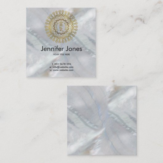 Reiki heilende Symbole in der GoldMandala Quadratische Visitenkarte (Vorne/Hinten)