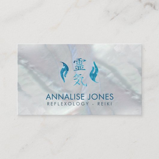 Reiki heilender Symbol und Handaquamarinestein Visitenkarte (Vorderseite)