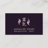 Reiki heilendes Symbol und Hände Fluorit und Gold Visitenkarte (Vorderseite)