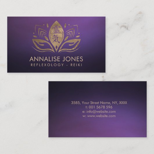 Reiki heilendes Symbol und Hände in Lotus Visitenkarte (Vorne/Hinten)