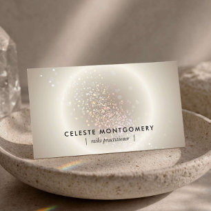 Reiki-Heiler Celestial Glow Champagner Gold Modern Visitenkarte