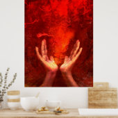 Reiki Heilung Hände mit flammender roter Energie Poster (Küche)