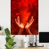 Reiki Heilung Hände mit flammender roter Energie Poster (Heimbüro)