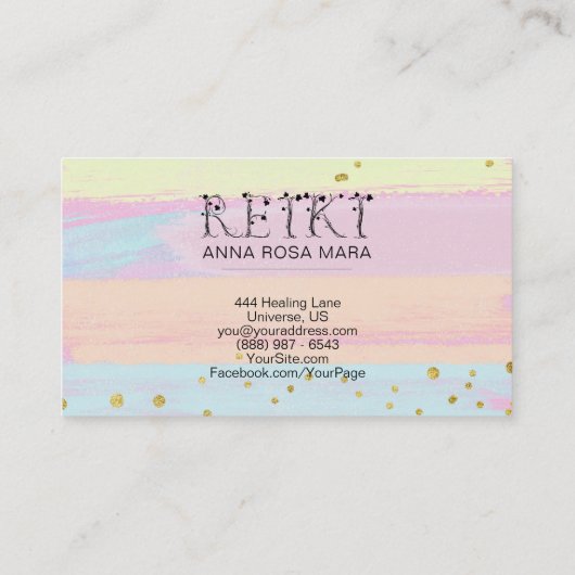 *~* REIKI Ivy Typografy Abstrakt Pastel Visitenkarte (Rückseite)
