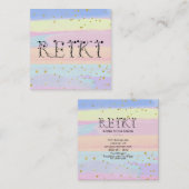 *~* REIKI Ivy Typografy Pastel Stripes Glitzer Quadratische Visitenkarte (Vorne/Hinten)