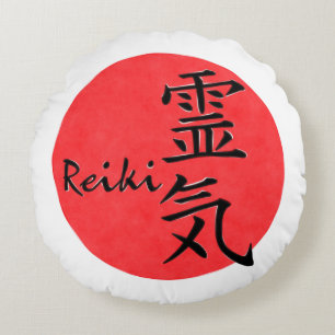 Reiki Kalligraphie und Word 1 Rundes Kissen