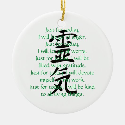 Reiki Kanji und Gebote mit Usui Keramik Ornament (Vorne)