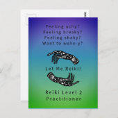 Reiki Level 2 Practitioner-Dockingstation und Hand Postkarte (Vorne/Hinten)