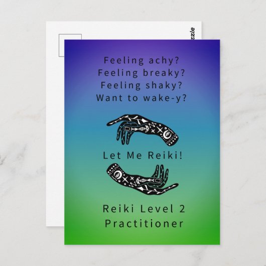 Reiki Level 2 Practitioner-Dockingstation und Hand Postkarte (Vorne/Hinten)