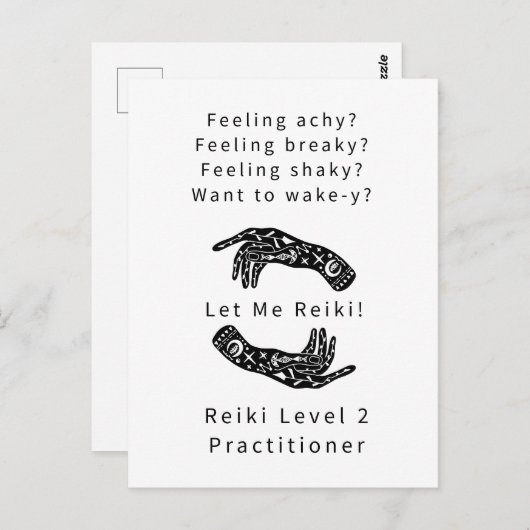 Reiki Level 2 Practitioner Riddle und Hände weiß Postkarte (Vorne/Hinten)