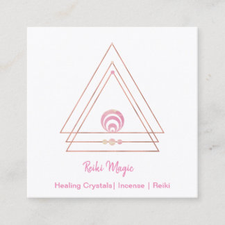Reiki Magic Pink und Rose Gold Quadratische Visitenkarte