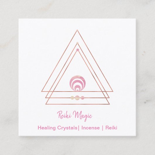 Reiki Magic Pink und Rose Gold Quadratische Visitenkarte (Vorderseite)