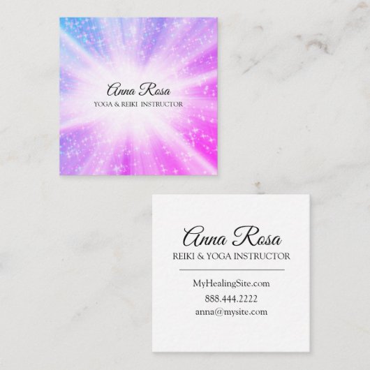 *~* Reiki Massage Energy Healing Rays Quadratische Visitenkarte (Vorne/Hinten)