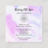 *~* Reiki Massage Pastel Yoga Sacred Geometry Quadratische Visitenkarte (Rückseite)