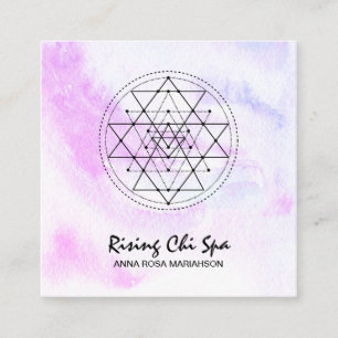*~* Reiki Massage Pastel Yoga Sacred Geometry Quadratische Visitenkarte