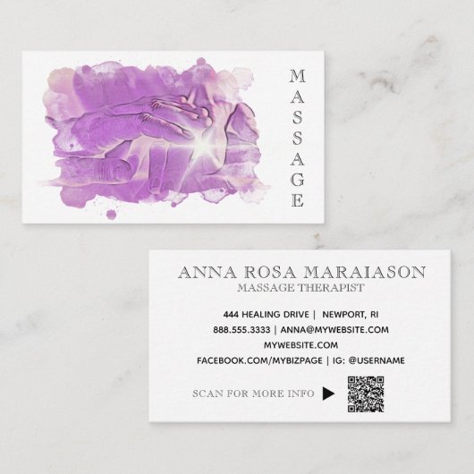*~* Reiki Massage Therapist Massage Therapie QR Visitenkarte (Vorne/Hinten)
