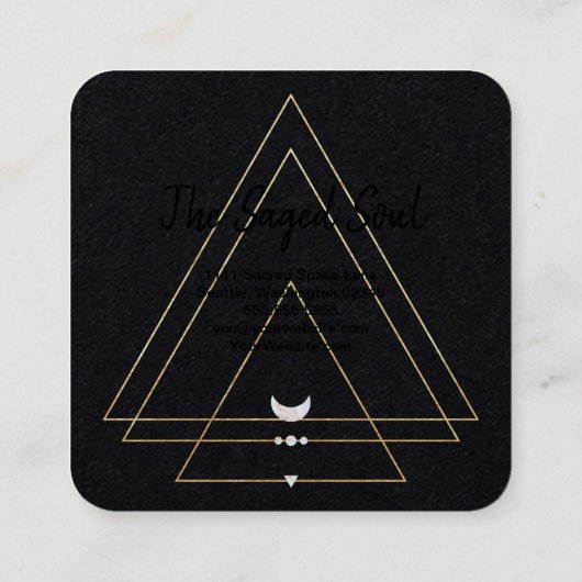 Reiki, Massage, Yoga Sacred Geometric Quadratische Visitenkarte (Rückseite)