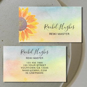 Reiki Master Colorful Sunflower Business Card Visitenkarte