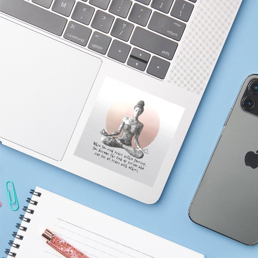 Reiki Master Lotus Pose Aufkleber (Laptop mit iPhone)