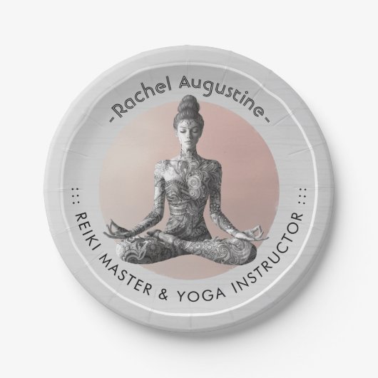 Reiki Master Lotus Pose Pappteller (Vorderseite)