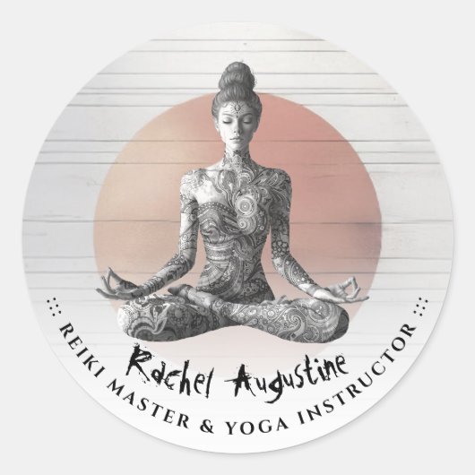 Reiki Master Lotus Pose Runder Aufkleber (Vorderseite)