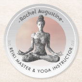 Reiki Master Lotus Pose Runder Pappuntersetzer (Vorderseite)